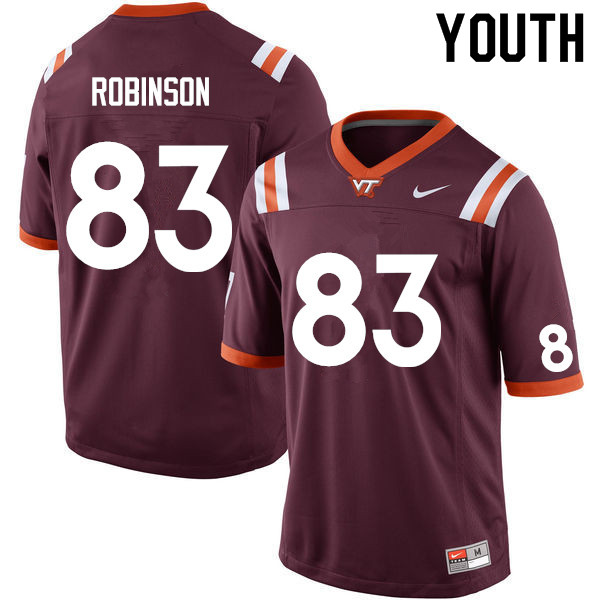 Youth #83 Tayvion Robinson Virginia Tech Hokies College Football Jerseys Sale-Maroon